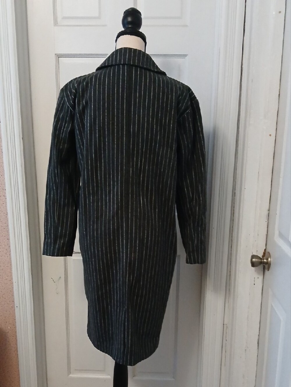 Wemons Long Pinstripe Overcoat - Black - Picture 4 of 4